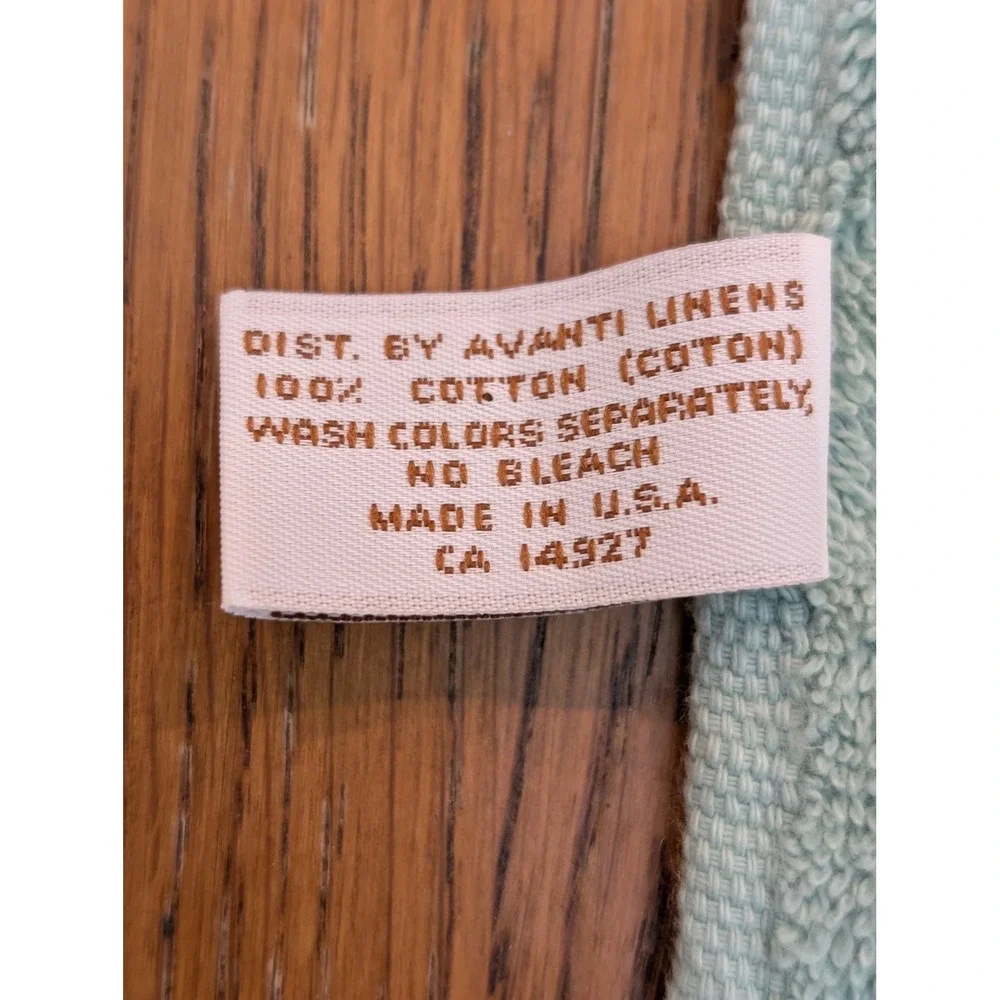Vintage 1978 Avanti Linens 5pc Towel Set Seafoam/Mint Green Pleated Ruffle Trim